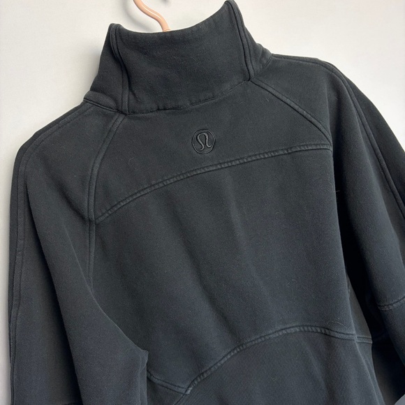 Lululemon Scuba Oversized Funnel Neck Half Zip Crop Sweatshirt Sz M/L Black READ - Picture 13 of 16